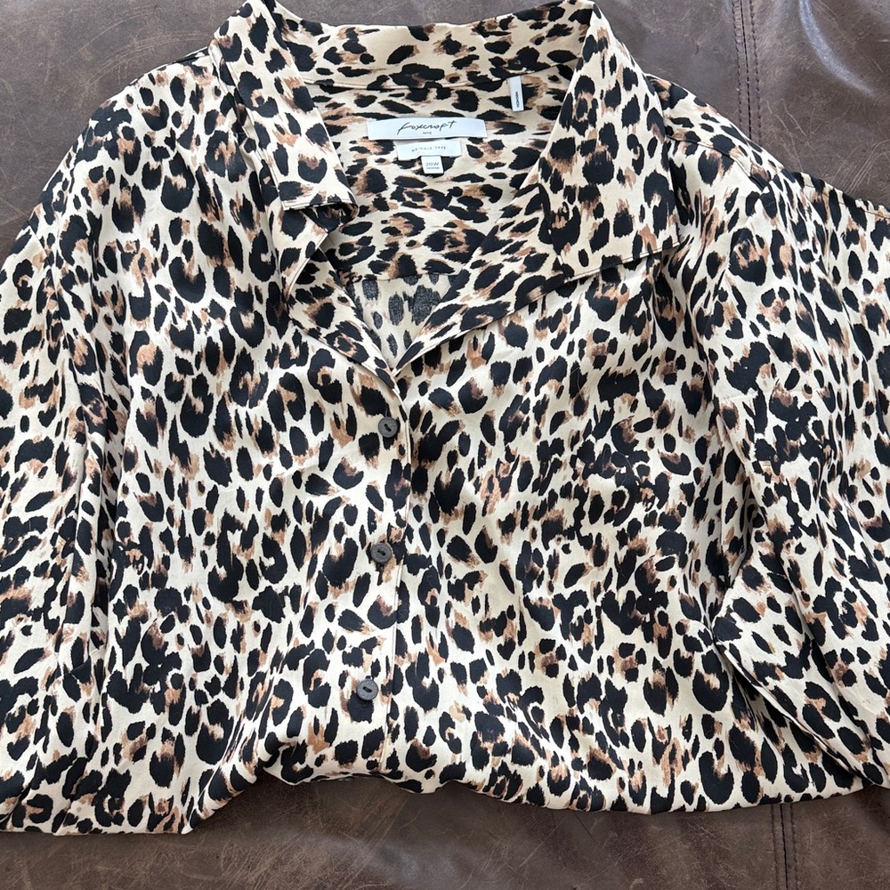 Foxcroft Leopard Print Button Down Shirt